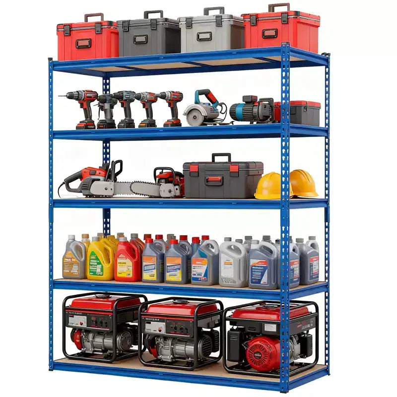 Étagère de Rangement de Garage Robuste Unité de Stockage à 5 Niveaux Réglable en Métal Capacité de 900 à 1130 kg Organisateur Autoportant pour Sous-sol
