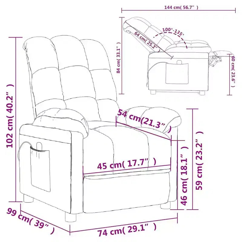 vidaXL Fauteuil de massage Tissu gris clair (100 % polyester), Bois, Métal