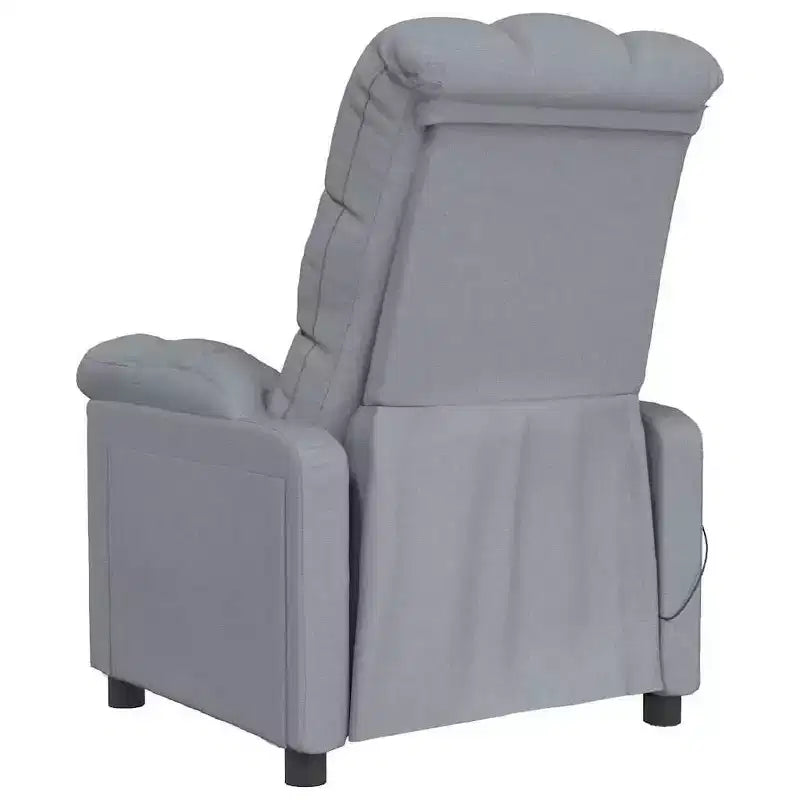 vidaXL Fauteuil de massage Tissu gris clair (100 % polyester), Bois, Métal