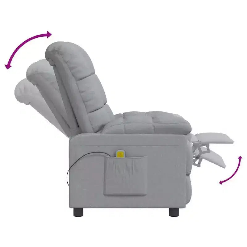 vidaXL Fauteuil de massage Tissu gris clair (100 % polyester), Bois, Métal