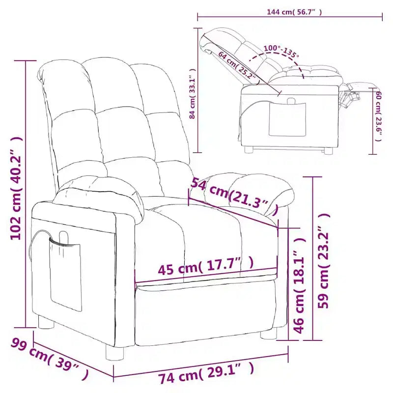 vidaXL Fauteuil de massage Tissu gris clair (100 % polyester), Bois, Métal