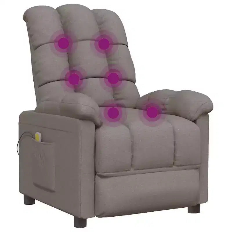 vidaXL Fauteuil de massage Tissu gris clair (100 % polyester), Bois, Métal
