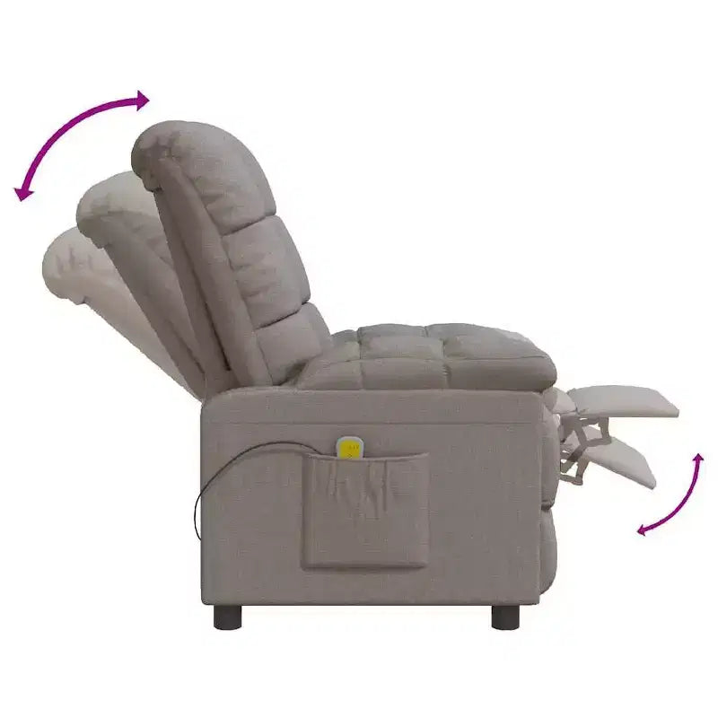 vidaXL Fauteuil de massage Tissu gris clair (100 % polyester), Bois, Métal