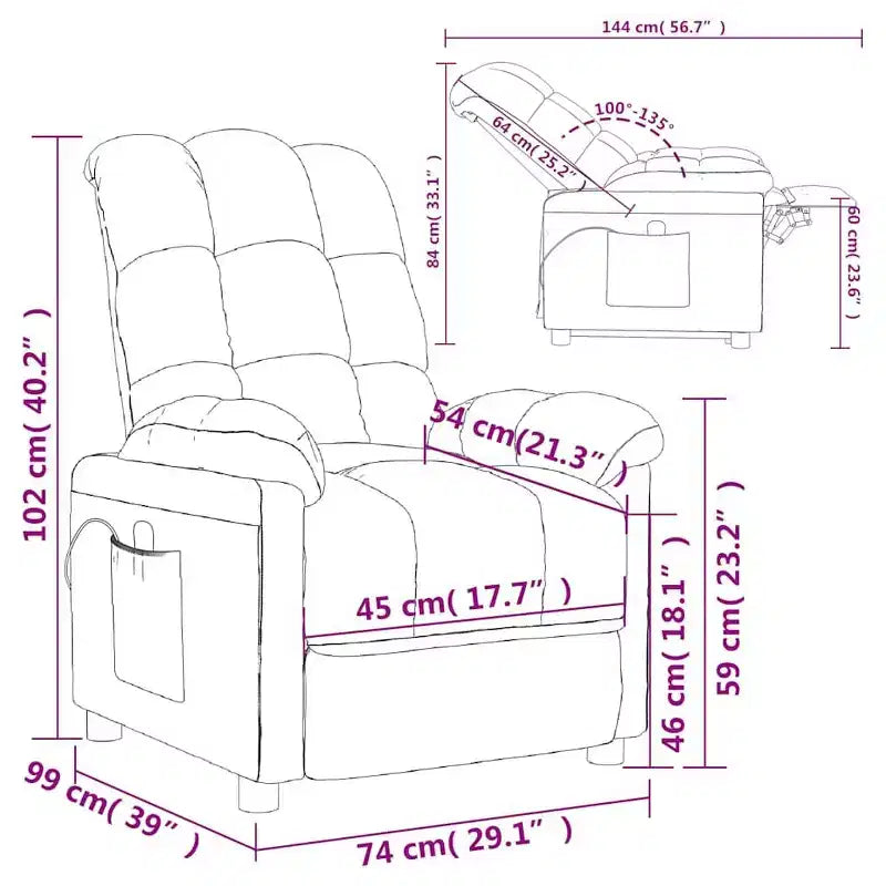 vidaXL Fauteuil de massage Tissu gris clair (100 % polyester), Bois, Métal