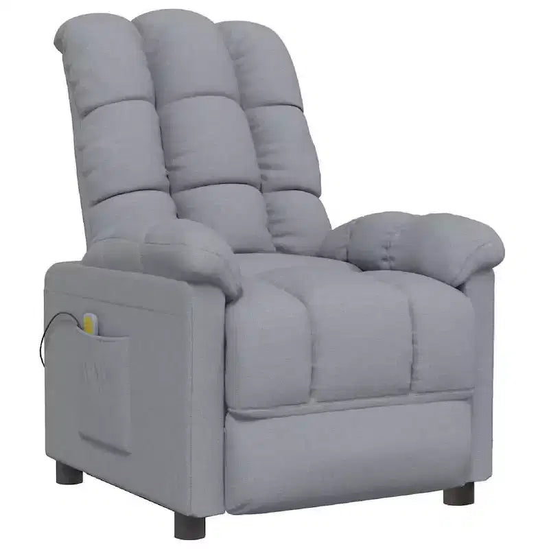 vidaXL Fauteuil de massage Tissu gris clair (100 % polyester), Bois, Métal
