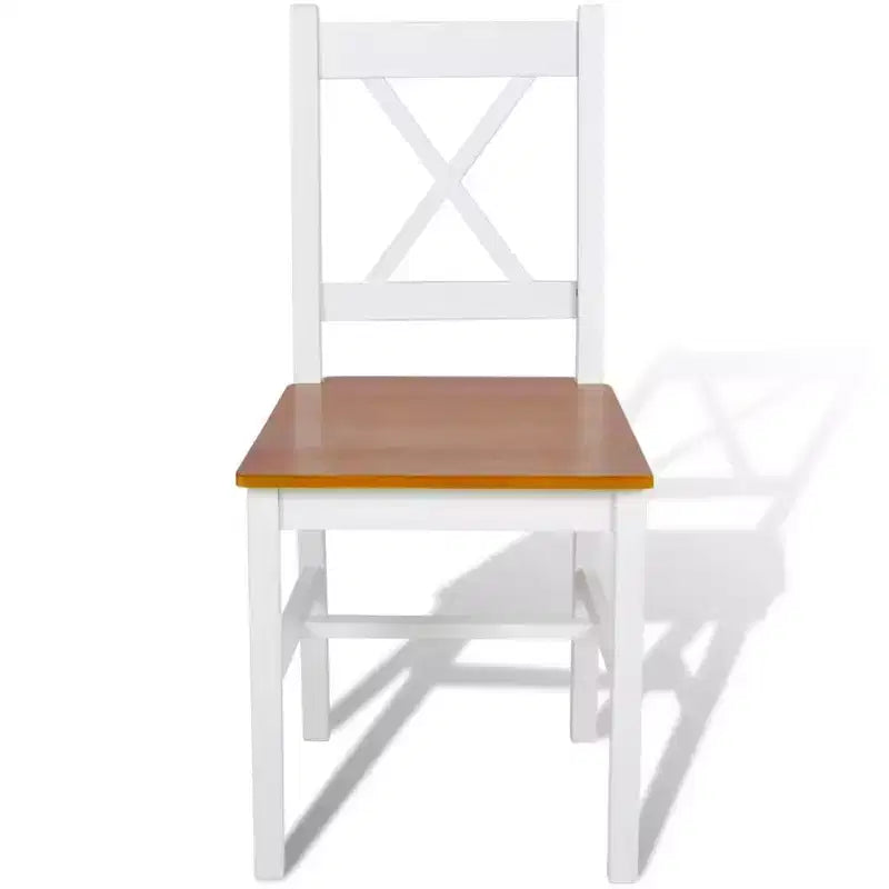 vidaXL Lot de 2 chaises de salle à manger en bois de pin massif blanc, 84 cm de haut