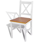 vidaXL Lot de 2 chaises de salle à manger en bois de pin massif blanc, 84 cm de haut
