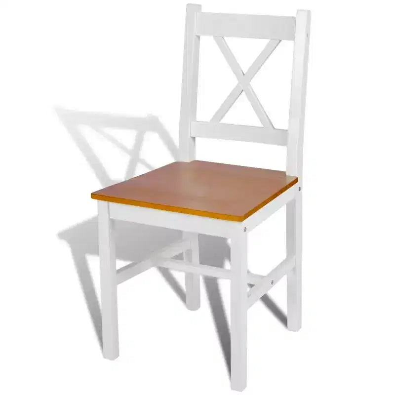 vidaXL Lot de 2 chaises de salle à manger en bois de pin massif blanc, 84 cm de haut