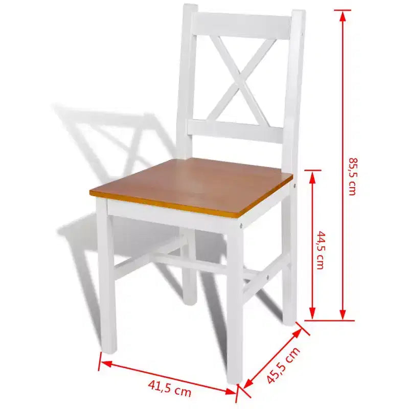 vidaXL Lot de 2 chaises de salle à manger en bois de pin massif blanc, 84 cm de haut