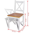 vidaXL Lot de 2 chaises de salle à manger en bois de pin massif blanc, 84 cm de haut