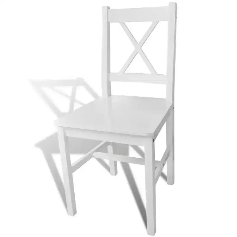 vidaXL Lot de 2 chaises de salle à manger en bois de pin massif blanc, 84 cm de haut
