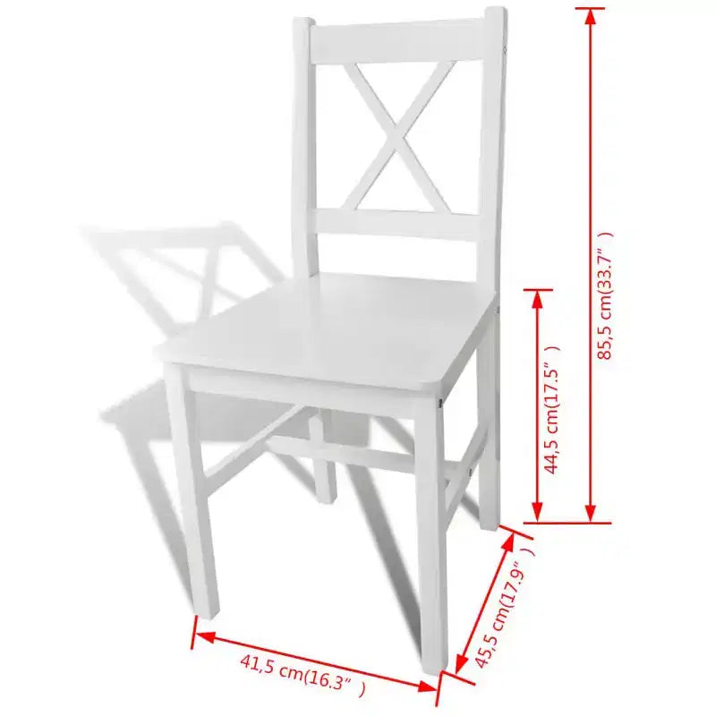vidaXL Lot de 2 chaises de salle à manger en bois de pin massif blanc, 84 cm de haut