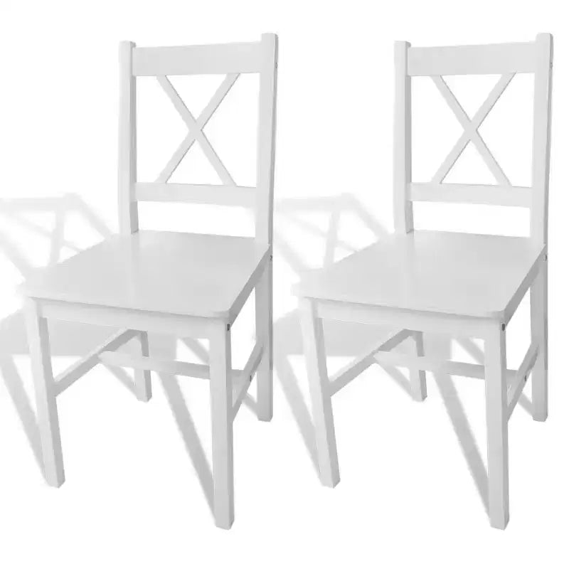 vidaXL Lot de 2 chaises de salle à manger en bois de pin massif blanc, 84 cm de haut