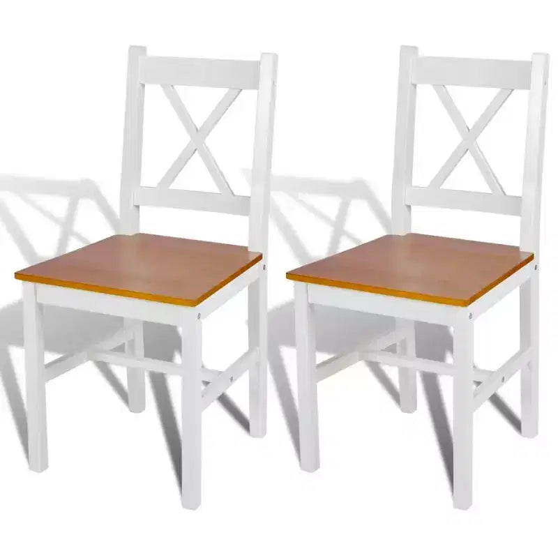 vidaXL Lot de 2 chaises de salle à manger en bois de pin massif blanc, 84 cm de haut