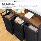 ALUCSET Trieur à Linge 3 Sections, Panier à Linge sur Roues, 3 x 43,5 L, Chariot à Linge Roulant, Sacs à Linge Amovibles et Coulissants en Tissu Oxford