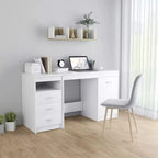 vidaXL Bureau blanc Bois d'ingénierie 140 cm x 50 cm x 76 cm Rangement