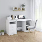 vidaXL Bureau blanc Bois d'ingénierie 140 cm x 50 cm x 76 cm Rangement