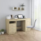 vidaXL Bureau blanc Bois d'ingénierie 140 cm x 50 cm x 76 cm Rangement