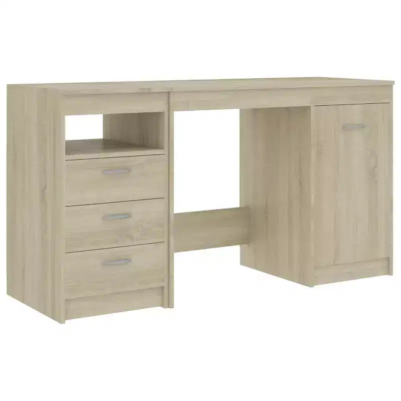 vidaXL Desk White Engineered wood 55.1 in x 19.7 in x 29.9 in Storage