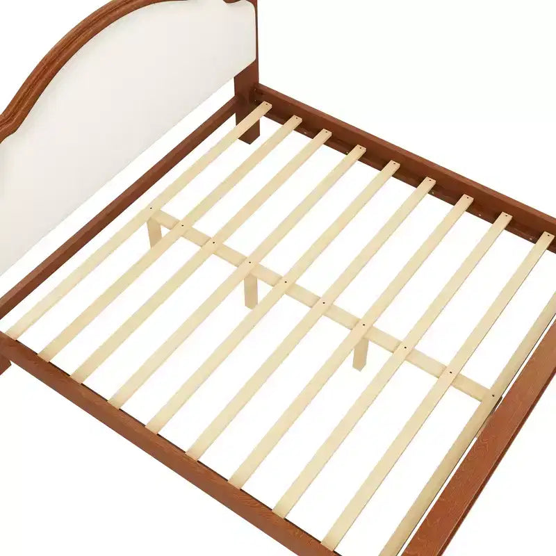 Lit plateforme en bois Polibi avec tête de lit capitonnée