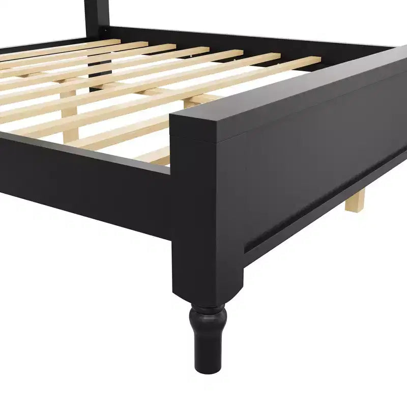 Lit plateforme en bois Polibi avec tête de lit capitonnée