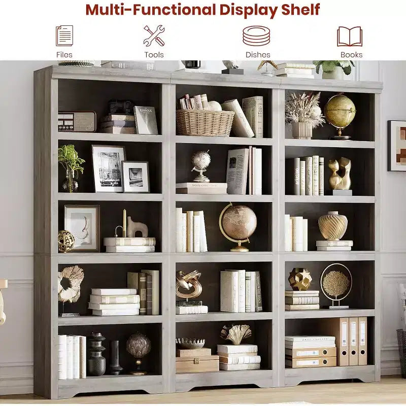 GustoWave, étagère ouverte avec tablettes ajustables, meuble de rangement style rustique de 60 cm de large