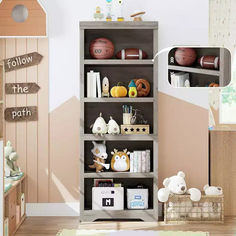 GustoWave, étagère ouverte avec tablettes ajustables, meuble de rangement style rustique de 60 cm de large