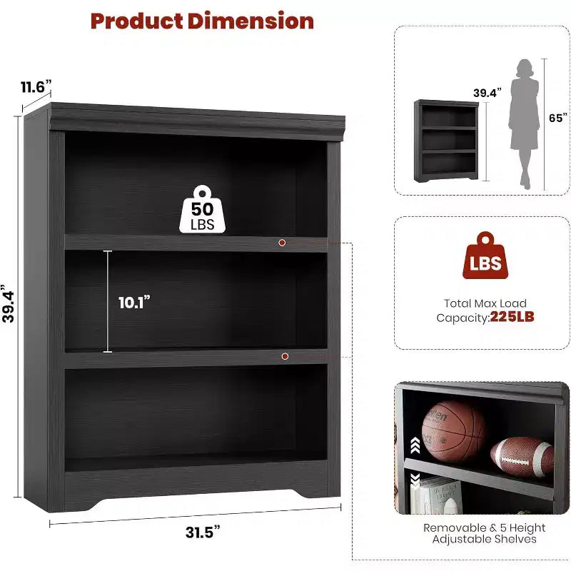 GustoWave, étagère ouverte avec tablettes ajustables, meuble de rangement style rustique de 60 cm de large