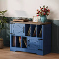 Large Vinyl Storage Cabinet Holds 450+ Albums, 39 Farmhouse Wood Record Player Stand w/ Barn Doors, Turntable Media Console for Living Room