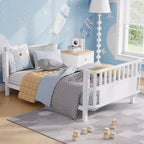 Cadre de lit plateforme pour enfant taille double, lit pour tout-petit, lit de jour pour enfants, lit bas en métal avec barrières latérales amovibles - ModernLuxe