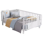 Cadre de lit plateforme pour enfant taille double, lit pour tout-petit, lit de jour pour enfants, lit bas en métal avec barrières latérales amovibles - ModernLuxe