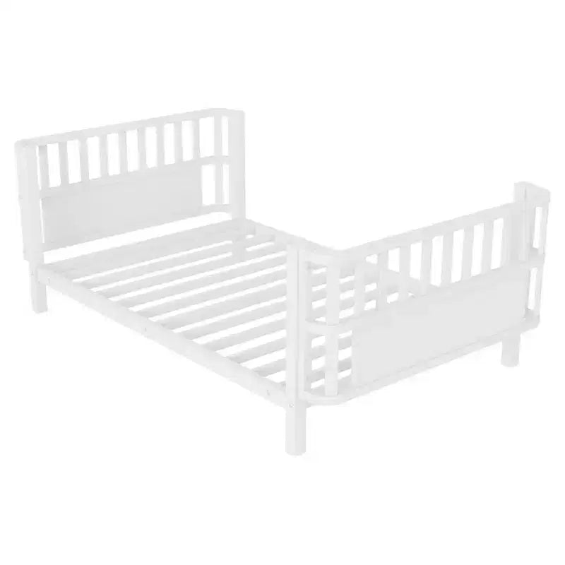 Cadre de lit plateforme pour enfant taille double, lit pour tout-petit, lit de jour pour enfants, lit bas en métal avec barrières latérales amovibles - ModernLuxe