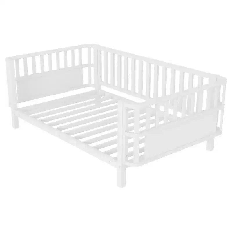 Cadre de lit plateforme pour enfant taille double, lit pour tout-petit, lit de jour pour enfants, lit bas en métal avec barrières latérales amovibles - ModernLuxe