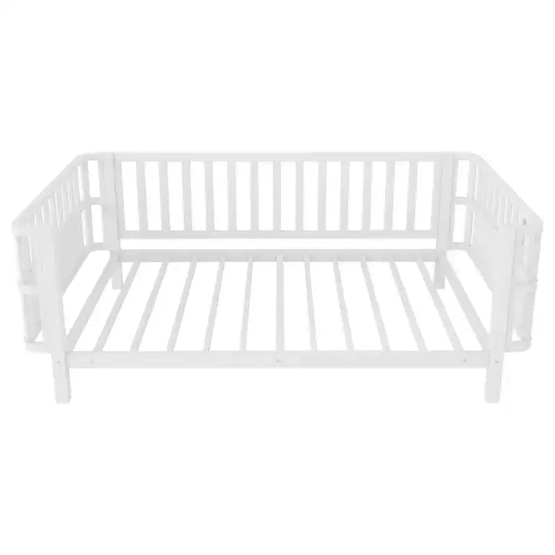 Cadre de lit plateforme pour enfant taille double, lit pour tout-petit, lit de jour pour enfants, lit bas en métal avec barrières latérales amovibles - ModernLuxe