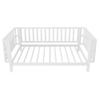Cadre de lit plateforme pour enfant taille double, lit pour tout-petit, lit de jour pour enfants, lit bas en métal avec barrières latérales amovibles - ModernLuxe