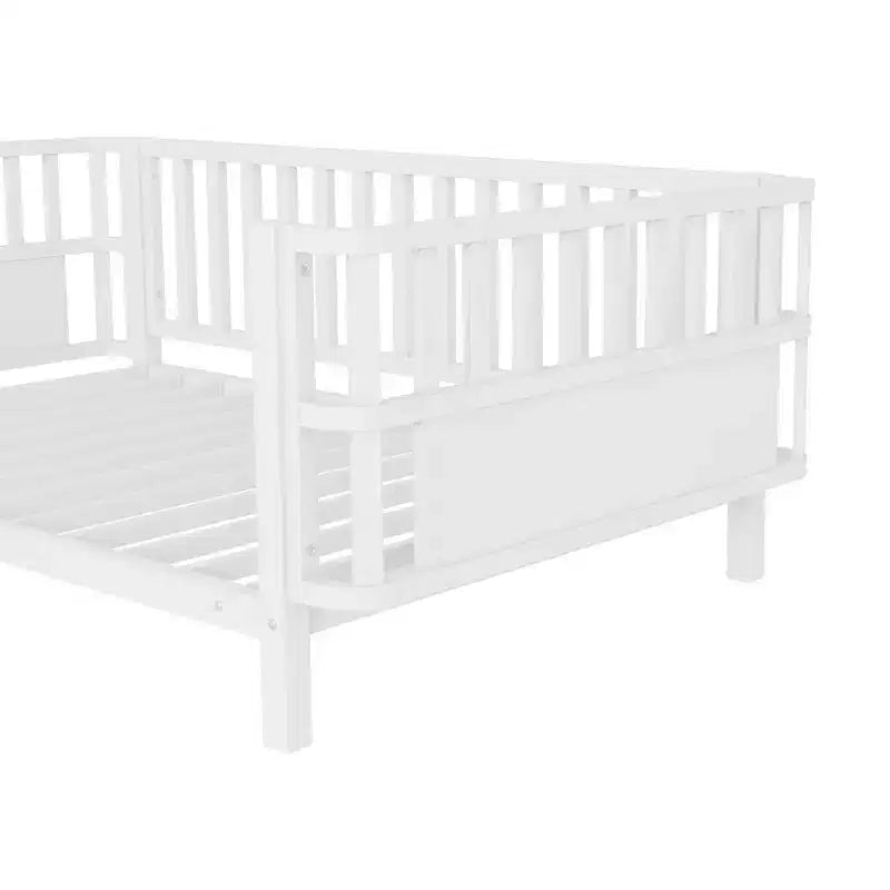 Cadre de lit plateforme pour enfant taille double, lit pour tout-petit, lit de jour pour enfants, lit bas en métal avec barrières latérales amovibles - ModernLuxe