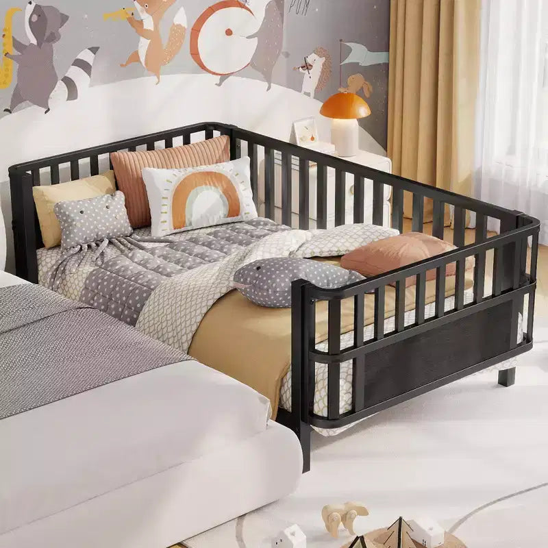 Cadre de lit plateforme pour enfant taille double, lit pour tout-petit, lit de jour pour enfants, lit bas en métal avec barrières latérales amovibles - ModernLuxe