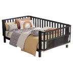 Cadre de lit plateforme pour enfant taille double, lit pour tout-petit, lit de jour pour enfants, lit bas en métal avec barrières latérales amovibles - ModernLuxe