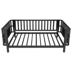 Cadre de lit plateforme pour enfant taille double, lit pour tout-petit, lit de jour pour enfants, lit bas en métal avec barrières latérales amovibles - ModernLuxe