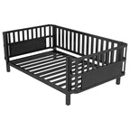Cadre de lit plateforme pour enfant taille double, lit pour tout-petit, lit de jour pour enfants, lit bas en métal avec barrières latérales amovibles - ModernLuxe