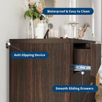 Commode 8 tiroirs cannelée pour chambre à coucher, commode moderne de 54 po de large - Meuble de rangement en bois pour la maison