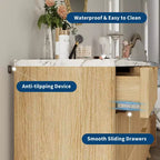 Commode 8 tiroirs cannelée pour chambre à coucher, commode moderne de 54 po de large - Meuble de rangement en bois pour la maison
