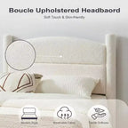 Cadre de lit plateforme nuage tapissé GustoWave Boucle, aucun sommier tapissier requis