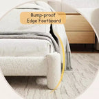 Cadre de lit plateforme nuage tapissé GustoWave Boucle, aucun sommier tapissier requis