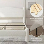 Cadre de lit plateforme nuage tapissé GustoWave Boucle, aucun sommier tapissier requis