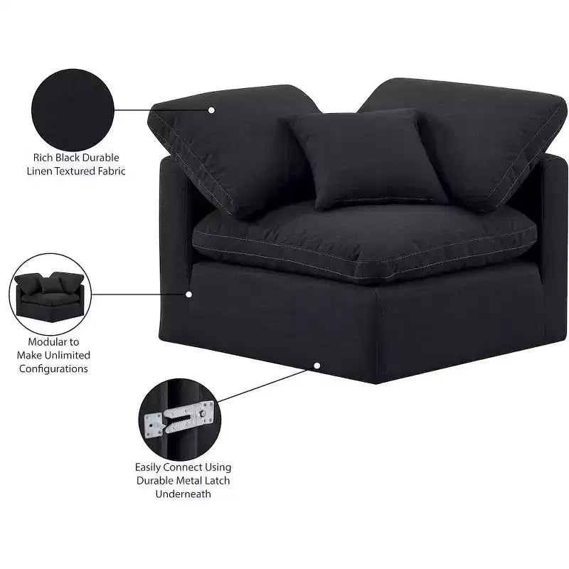 Fauteuil d'angle en tissu texturé lin Indulge Meridian Furniture