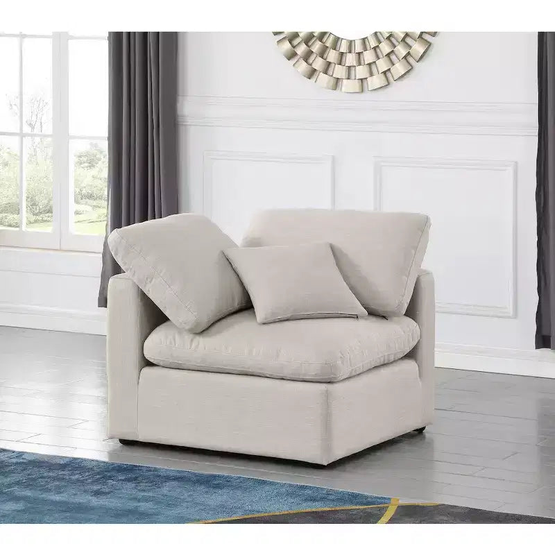 Fauteuil d'angle en tissu texturé lin Indulge Meridian Furniture