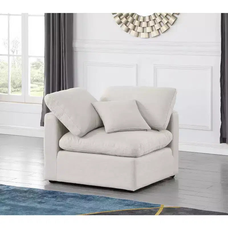 Fauteuil d'angle en tissu texturé lin Indulge Meridian Furniture