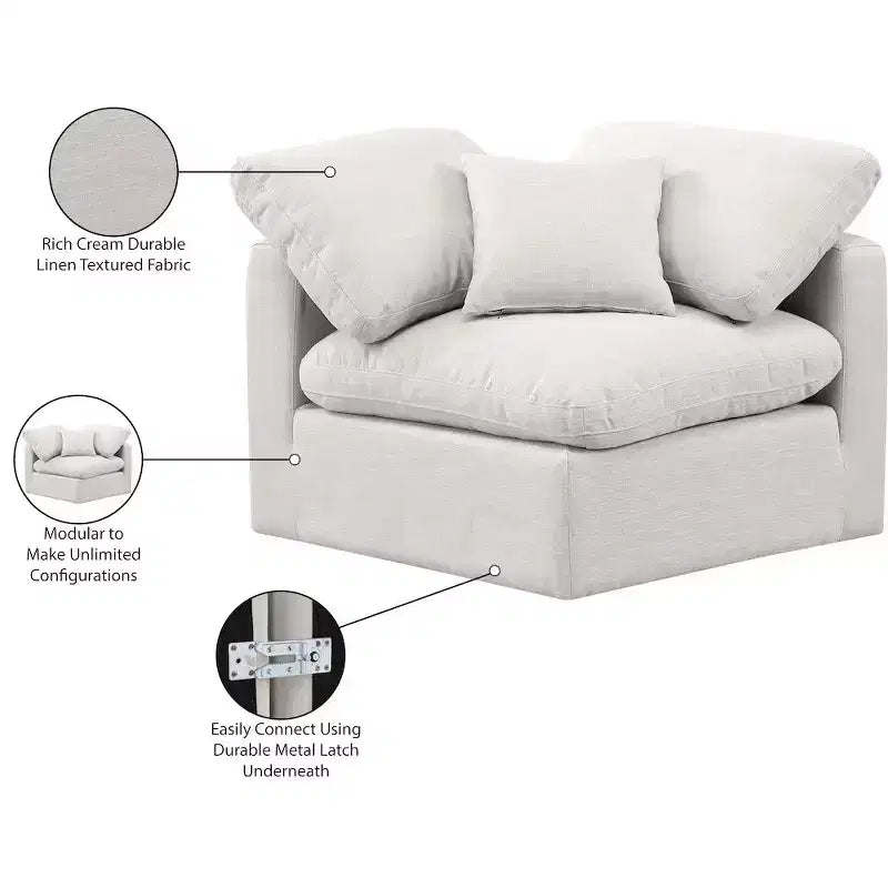 Fauteuil d'angle en tissu texturé lin Indulge Meridian Furniture