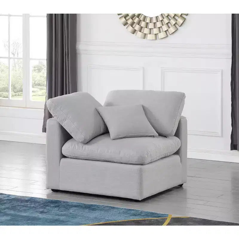 Fauteuil d'angle en tissu texturé lin Indulge Meridian Furniture